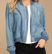 Chambray Zip Bomber Jacket