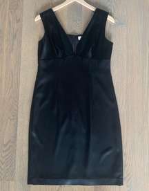 Black Satin Deep V Plunge Mini Dress Size 8