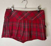 NWT Bajee Collection by Becool Women Small Plaid Red Mini Skort Pleated Preppy