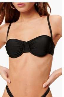 GOOD AMERICAN SHINY RUCHED DEMI CUP BIKINI TOP