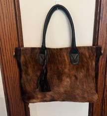 Genuine Cowhide and Leather Western Tote Bag