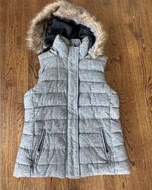 Banana Republic Grey Faux Fur Trim Hooded Vest sz N0367