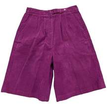 Vintage 90s High Waisted Purple Corduroy Pleated Bermuda Shorts - Women's  - 10