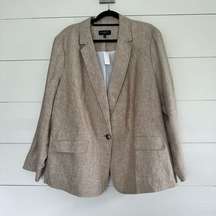 Talbots Women’s 24W Tan Aberdeen 100% Linen Plus Size Women’s Blazer NWT