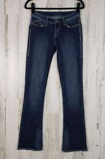 Rock & Republic "Kasandra" Dark Indigo Denim Embellished Bootcut Jeans Size 2 M