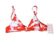 NWT Dippin Daisy's Hot Coral White Tie Dye Bikini Top Tie Back Pullover Small