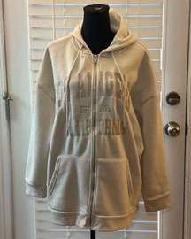 NWT LOVE STREAK Los Angeles FLEECE zip up hoodie cream beige size 1X