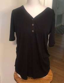 ISABEL Maternity Black Ribbed Top Size XL NWT