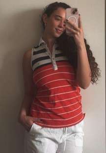 Vintage Y2K Tommy Hilfiger Golf Style Classic Polo Striped Tank Top