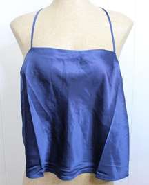 NWT Skin Worldwide Navy Blue Tayla Silk/Spandex Cropped Cami Size XL/4