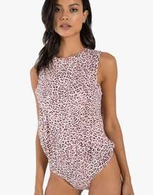 N:Philanthropy Belle Pink Leopard Sleeveless Bodysuit