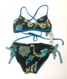 Next Reversible top black paisley 2piece swim set