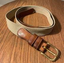 Coach Vintage Linen Canvas Woven Women Brown Leather Brass Buckle Belt # 3810