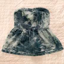 L’amour Blue Tie Dye Smocked Tube Top Size XS