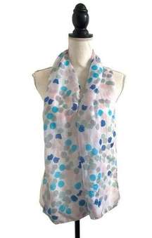 Watercolor Polka Dot Print Ladies Fashion Scarf Blue Aqua Green & Pink Size OS