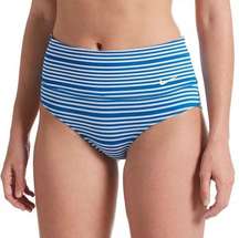 Nike Striped High Waisted Bikini Bottoms, Blue & White Size XL New w/Tag