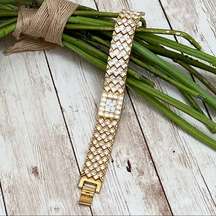 Vintage SOLITAIRE Jeweled Link Square Face Watch