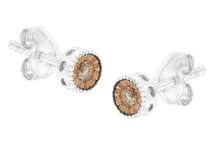 Haus of Brilliance Sterling Silver Round Champagne Diamond Stud Earrings