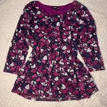 Woman’s Abstract Purple Printed Design 3/4 Sleeve Blouse Top