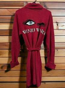 Betsey Johnson Red Robe with Tie Belt and Pockets  WINK WINK Women’s Medium