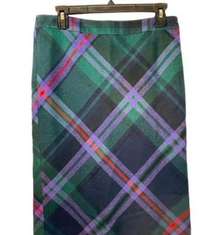 Tartan Jewel Tone Plaid Wool Eddie Bauer Skirt 6