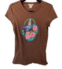 Vintage y2k Lucca Embroidered Hummingbird Baby Tee Medium