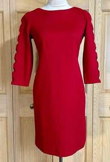 RSVP by  Red Knee Length 3/4 Sleeve Sheath Dress Sz 2P - fit up to 10/12