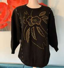 RSVP size l large vintage sweater gold trim top