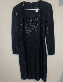 Niki by Niki Livas black vintage formal sequins sparkle dress women’s size 6