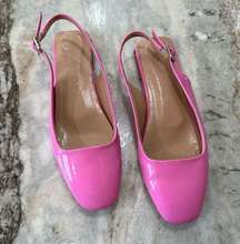 Pink Slingback Flats with Gold Heel Detail