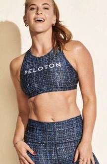 RARE Peloton “With” Stardust Tweed Sports Bra Logo High Neck Mesh- Size Small