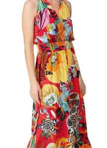 Aldo Martins Multicolored Burge Maxi Dress Size 12 xl Button Down Sleeveless