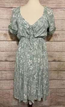 Green Florall Smock Midi Dress Size XL Juniors