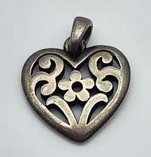 James Avery Sterling Silver Floral Heart Pendant