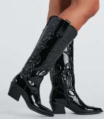 Shiny Black Cowboy Boots