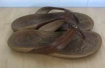 Olukai Haiku Women's Brown Leather Flip Flops Sandals Size 7