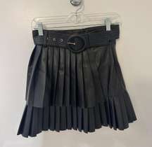 Pleated Leather Skirt