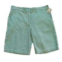 Sam Ty Bermuda Shorts Green White Stripe Seersucker High Rise Shorts Size 12 NEW