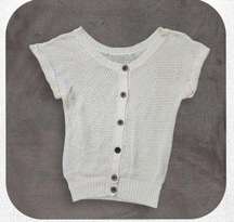 Ivory Crochet Button Back Sweater, Women's Small