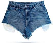 Sincerely Jules Blue Distressed Deconstructed High Hip Mini Raw Hem Denim Shorts