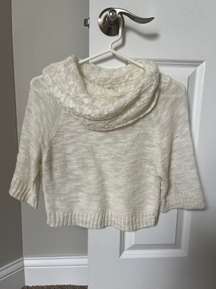 White turtle neck cropped sweater