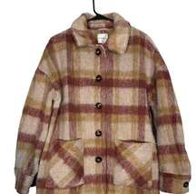 Cyrus Brown & Tan Madras Plaid Button Front Collared Sweater Jacket Women Sz M