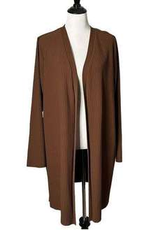 Marc New York Andrew Marc Open Front Kimono Duster Pleated Brown Women Size XL