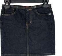 Mossimo Denim Juniors SZ 1 Mini Jean Skirt Zip-Fly Dark Wash Pockets Blue