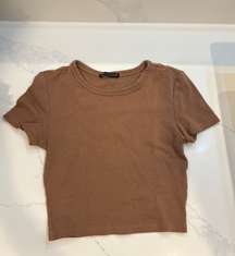 Brown Baby Tee Crop