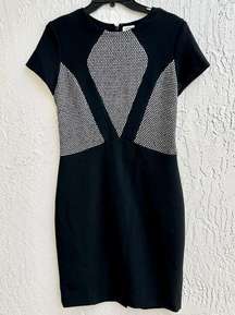 L'Agence Short Sleeve Geometric Sheath Mini Dress Black Women's Size US 8