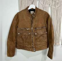Womens Zadig & Voltaire Genuine Leather Jacket Size Large Honey Brown moto