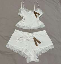 Cotton Lace Cami And Short Set In Marble