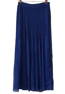 Pleated Blue Maxi Skirt