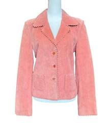 Vintage Karen Kane Pink Leather Suede Country Western Jacket Blazer Size M